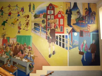 Muurschildering door Jan van der Zee.